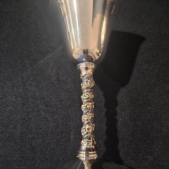 Pair of Mid Century Spanish Cordial Goblets by Valero Silver Plate Over Brass - Picture 3 of 13